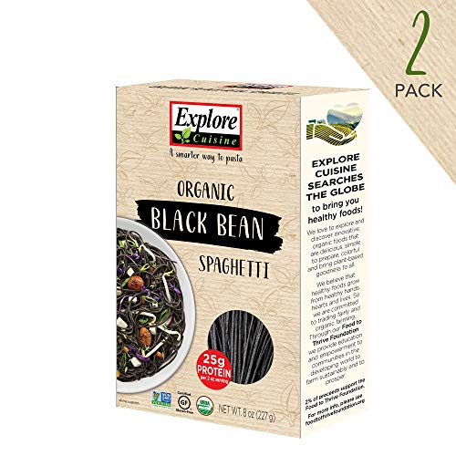 Product Cover Explore Cuisine Organic Black Bean Spaghetti (2 Pack) - 8 oz - High Protein, Gluten Free Pasta, Easy to Make - USDA Certified Organic, Vegan, Kosher, Non GMO - 8 Total Servings