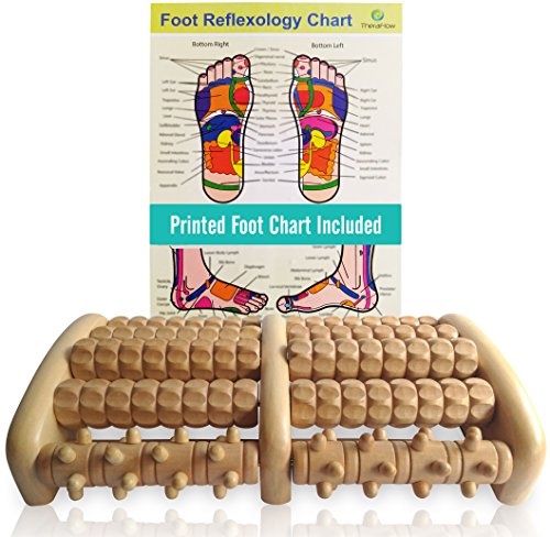 Product Cover TheraFlow Large Dual Foot Massager Roller - Plantar Fasciitis, Heel, Arch Pain Relief -Enhanced Model 2018- Laminated Foot Chart & Detailed Instructions Included - Stress Relief, Relaxation Gift