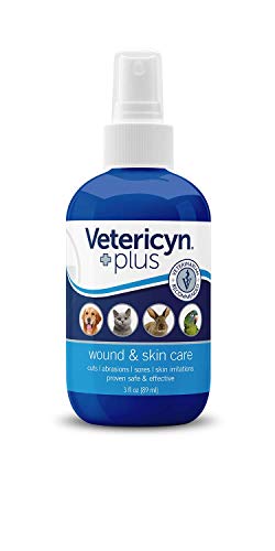Product Cover Vetericyn Plus Antimicrobial Wound and Skin Care. Spray to Clean Cuts and Wounds. Itch and Irritation Relief. No Stinging or Burning. for Cats, Dogs, Livestock and More. (3 oz /88 mL)