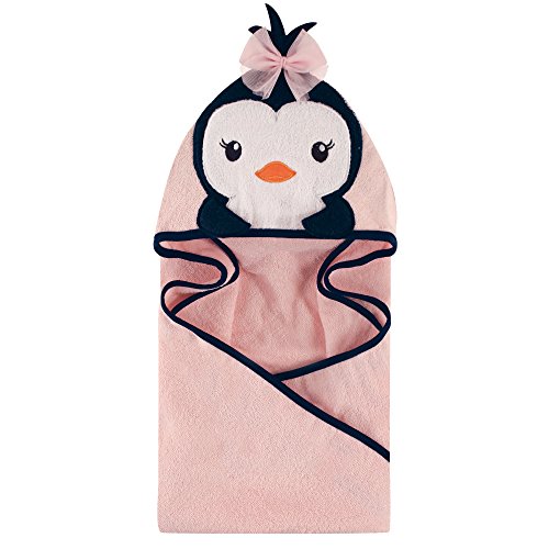 Product Cover Hudson Baby Unisex Baby Animal Face Hooded Towel, Girly Penguin 1-Pack, One Size
