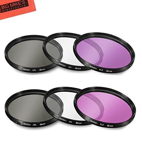 Product Cover 55mm and 58mm Multi-Coated 3 Piece Filter Kit (UV-CPL-FLD) for Nikon D3500, D5600, D3400 DSLR Camera with Nikon 18-55mm f/3.5-5.6G VR AF-P DX and Nikon 70-300mm f/4.5-6.3G ED