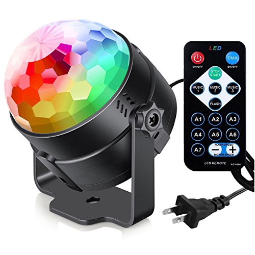 Product Cover Sound Activated Party Lights with Remote Control Dj Lighting, RBG Disco Ball, Strobe Lamp 7 Modes Stage Par Light for Home Room Dance Parties Birthday DJ Bar Karaoke Xmas Wedding Show Club Pub