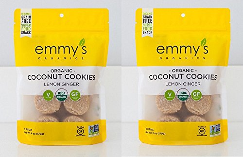 Product Cover Emmy's Organics Lemon Ginger Coconut Cookies, 6 Oz. (Pack of 2)