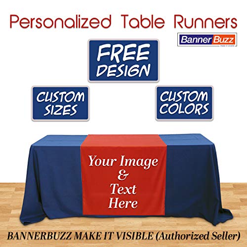 Product Cover BANNER BUZZ MAKE IT VISIBLE - Custom Table Runner with Your Logo or Design - Tradeshow vendor custom logo table runner, craftshow (3' x 5.67') with Free Design