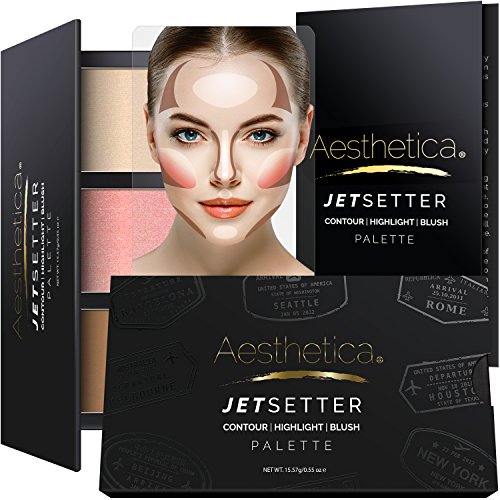 Product Cover Aesthetica JetSetter Palette - All in One Highlighter, Blush and Contour Kit - Fair to Medium Skin Tones