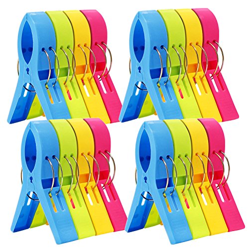 Product Cover ESFUN 16 Pack Beach Towel Clips Chair Clips Towel Holder for Pool Chairs on Cruise-Jumbo Size,Plastic Clothes Pegs Hanging Clip Clamps to Keep Your Towel from Blowing Away,Fashion Bright Color