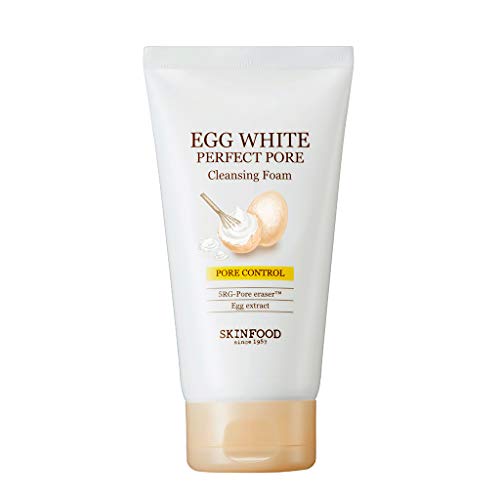 Product Cover SKIN FOOD Egg White Perfect Pore Cleansing Foam 5.07 oz. (150ml) - Egg Yolk, Albumin Contained Pore Refining Facial Foam Cleanser, Removes Impurities from Pores, Skin Smooth and Soft