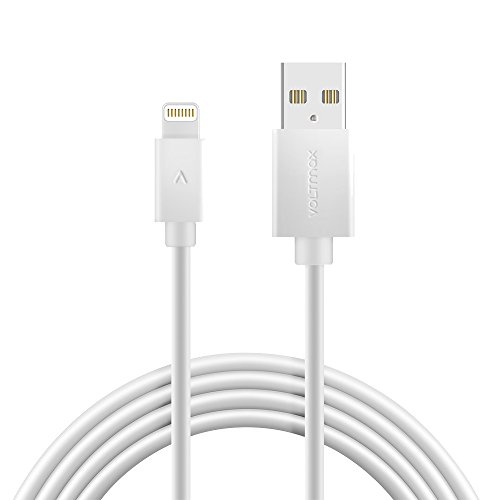 Product Cover Voltmax MFi Certified 6-feet Reinforced Lightning iPhone Charger Cable for iPhone 11/11Pro Max, XS/XS Max, XR, X,8/8Plus, 7/7Plus, iPad Pro/Air 2, iPad mini, iPod (White)