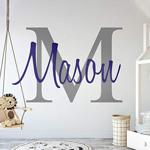 Product Cover Custom Name & Initial - Premium Series - Baby Boy - Wall Decal Nursery for Home Bedroom Children (M511) (Wide 30