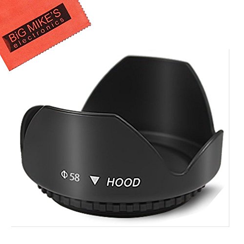 Product Cover 58mm Digital Tulip Flower Lens Hood for Canon Rebel T5, T6, T6i, T7i, EOS 80D, EOS 77D Cameras with Canon EF-S 18-55mm f/3.5-5.6 IS II, IS STM Lens