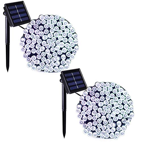 Product Cover Binval Solar Fairy Christmas String Lights, 2-Pack 72ft 200LED, Ambiance Lighting for Outdoor, Patio, Lawn, Landscape, Fairy Garden, Home, Wedding, Holiday Party and Xmas Tree(White)