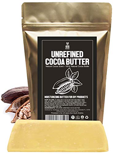 Product Cover Raw NATURAL COCOA (CACAO) BUTTER BLOCK Best Quality Rich Natural Chocolate Aroma For Lip Balms, Stretch Marks, DIY Base for Body Butter & Soap Making (USA) - 1/2 lb (8 oz)