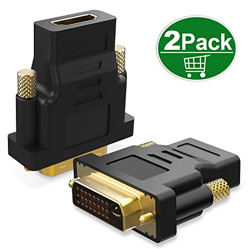 Product Cover DVI to HDMI, TechRise 2-Pack Pure Copper Core DVI to HDMI Adapter Converter - DVI Male to HDMI Female