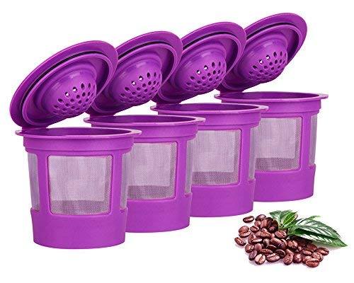 Product Cover Maxware 4 Reusable Refillable Coffee Filters For Keurig Family 2.0 and 1.0 Brewers Fits K200, K300/K350/K360,/K450/K460, K500/K550/K560 (Purple, 4)