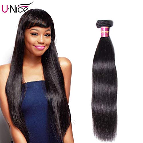 Product Cover UNice Hair Icenu Series 8A Brazilian Straight Virgin Hair 1 Bundle Unprocessed Human Hair Extensions Weave Natural Color (26, 1B color)