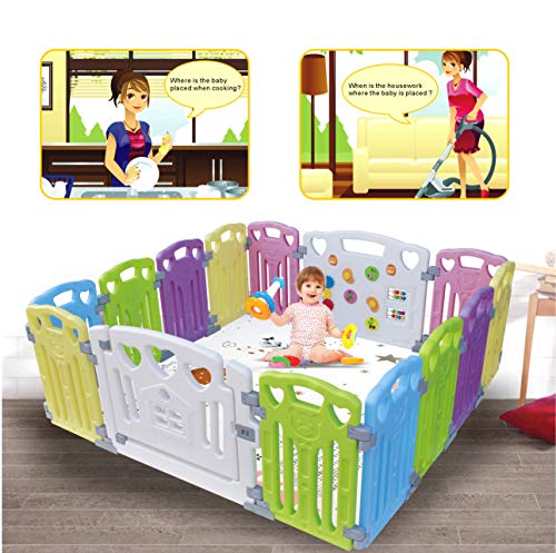 Product Cover Baby Playpen Kids Activity Centre Safety Play Yard Home Indoor Outdoor New Pen (multicolour, Classic set 14 panel)