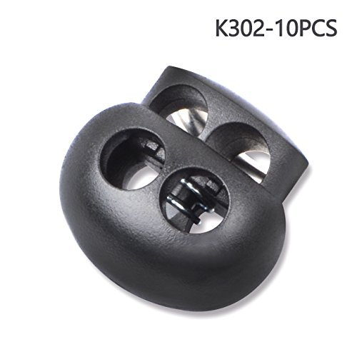 Product Cover Dyzd Plastic Cord Lock End Toggle Double Hole Spring Stopper Fastener Slider Toggles (Black, 10 Pcs)