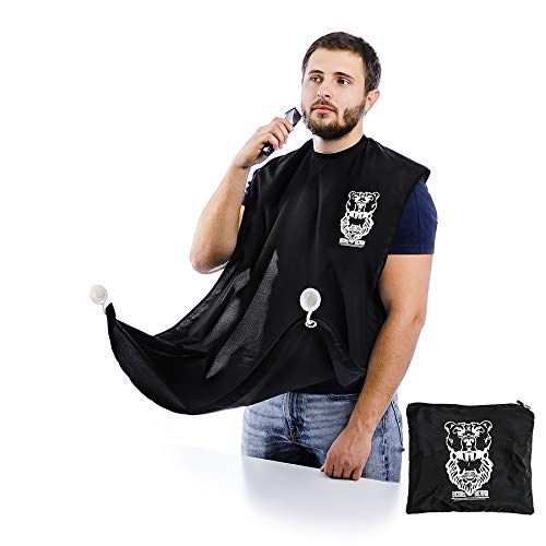 Product Cover Bear's Beard Beard Bib + Good Gift - Beard Catcher Apron for Trimming Your Beard - to Keep Yourself and your Sink Clean - Perfect Gift for Men - Black