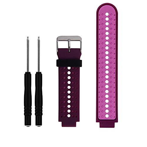 Product Cover ZSZCXD Soft Silicone Replacement Watch Band for Garmin Forerunner 235/220 / 230/620 / 630/735 Smart Watch (03 Pink & Violet)
