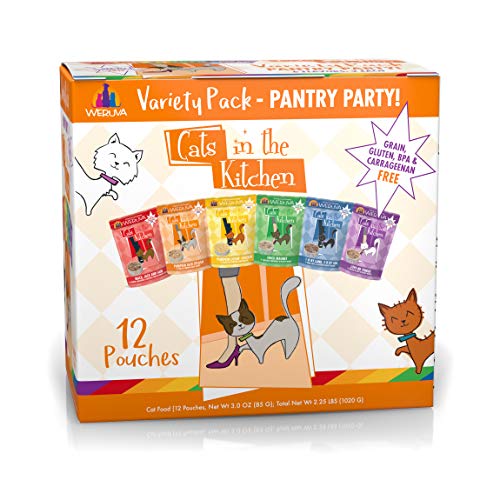 Product Cover Weruva Cats in the Kitchen, Pantry Party Pouch Variety Pack in Gravy Cat Food, 3oz Pouch (Pack of 12)