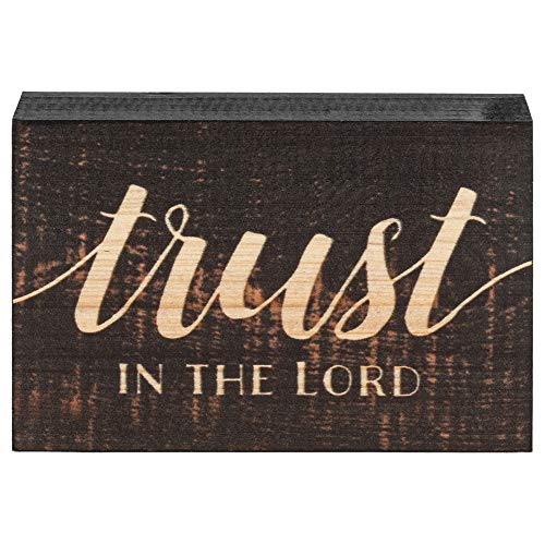 Product Cover P. Graham Dunn Trust in The Lord Script Design Grey 5 x 3.5 Inch Solid Pine Wood Barnhouse Block Sign