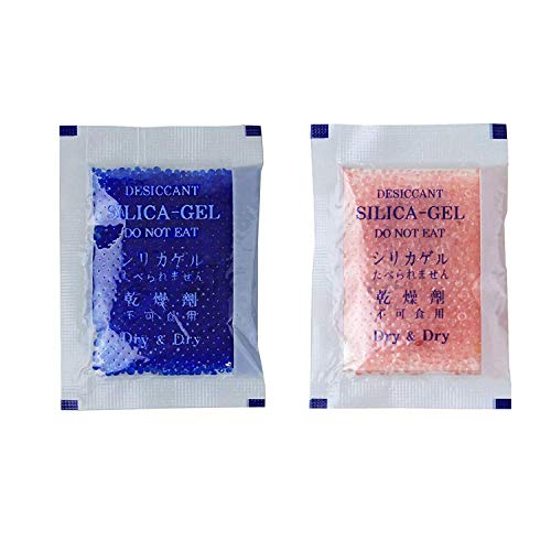 Product Cover Dry & Dry 10 Gram [50 Packs] Premium Silica Gel Blue Indicating(Blue to Pink) Silica Gel Packets Desiccant Silica Gel Dehumidifier - Rechargeable Silica Packets for Moisture Absorber Silica Gel Packs