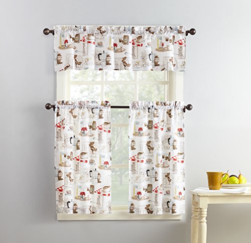 Product Cover No. 918 Brew Coffee Print Microfiber 3-Piece Kitchen Curtain Set, 54