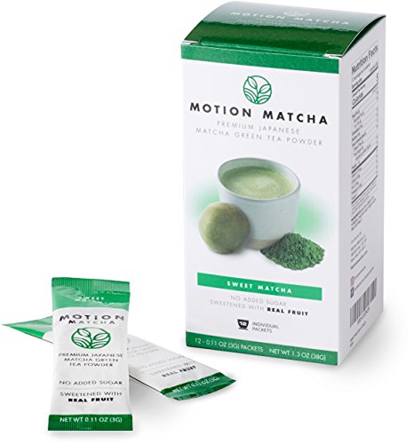 Product Cover Sweetened Premium Matcha Green Tea Powder in Individual Packets - with Monk Fruit - No Added Sugar (Sweet Matcha) (12 single serving packets)