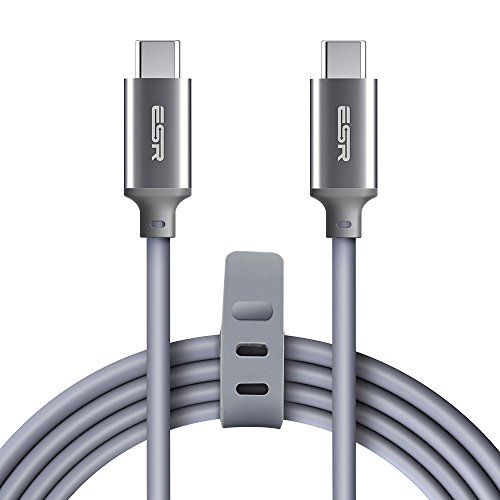 Product Cover ESR USB-C to USB-C USB 3.1 Cable(3.3ft), Data Sync Charging Cable with Storage Strap, Type-C to Type-C for MacBook, iPad Pro 12.9/11 2018, Nintendo Switch, Samsung S10/S9, Google Pixel 3/3a XL, Grey