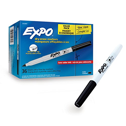 Product Cover Expo Low Odor Ultra Fine Black Dry Erase Markers, Box of 36