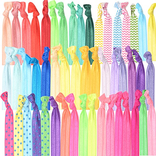 Product Cover GirlZone: Colorful No Crease Hair Ties Accessories for Girls, Pack of 50, Great Party Bag Stuffer