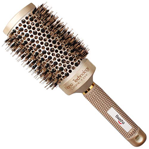 Product Cover Baasha Extra Large Round Brush 3 Inch, Hair Brush With Boar Bristle, Dry Round Brush for Long Hair, Boar Bristles Round Brush For Blow Drying, Large Ceramic Brushes for Curly Hair, Ceramic Round Barre