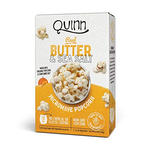 Product Cover Quinn Snacks Microwave Popcorn - Made with Non-GMO Corn, Real Butter & Sea Salt, 6.9 Ounce (Pack of 3)