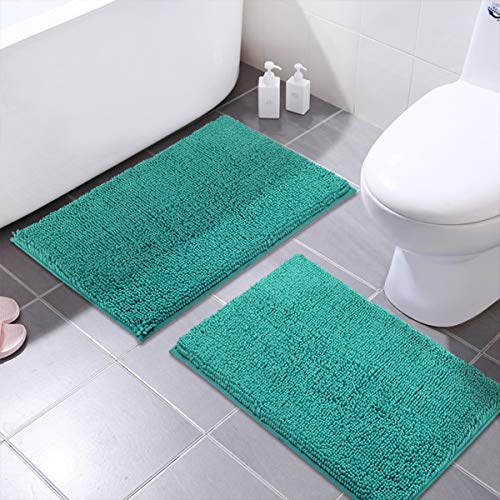 Product Cover MAYSHINE Bath Bats for Bathroom Rugs Non-Slip Machine Washable Soft Microfiber 2 Pack (20×32 Inches, Turquoise)