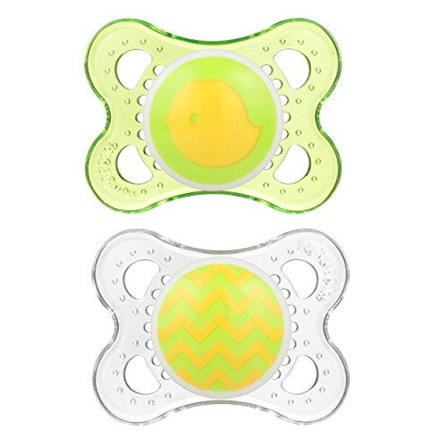 Product Cover MAM Pacifiers, Baby Pacifier 0-6 Months, Best Pacifier for Breastfed Babies, 'Clear' Design Collection, Unisex, 2-Count