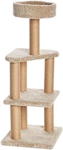 Product Cover AmazonBasics Large Cat Condo Tree Tower with Scratching Post - 18 x 18 x 46 Inches, Beige