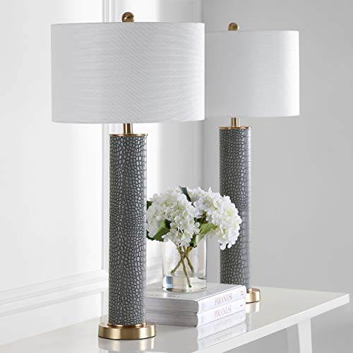 Product Cover Safavieh Lighting Collection Ollie Grey Faux Alligator 31.5-inch Table Lamp (Set of 2)