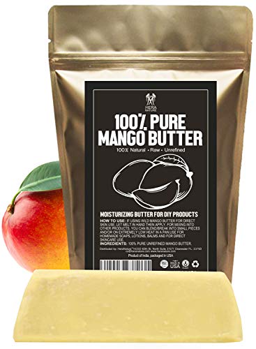 Product Cover Raw, Unrefined Mango Butter Bar, 8 oz - Amazing Moisturizer, Use Alone or in DIY Body Butters, Soaps, Lotions and lip balm - Natural, Pure and Fresh (USA)
