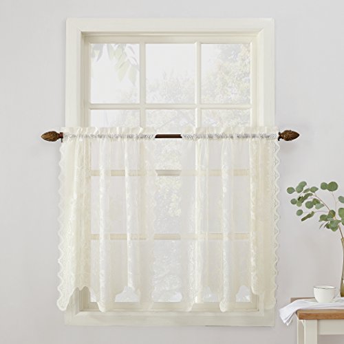 Product Cover No. 918 Alison Sheer Lace Elongated Kitchen Curtain Tier Pair, 58