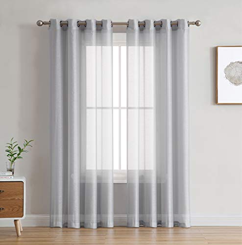 Product Cover HLC.ME 2 Piece Semi Sheer Voile Window Curtain Grommet Panels for Bedroom & Living Room (54