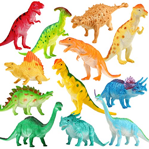 Product Cover Yeonha Toys Dinosaur Figure, 7 Inch Jumbo Dinosaur Toy Playset(12 Pack), Safe Material Assorted Realistic Dinosaur, Vinyl Plastic Dino Dinosaur Set Party Favors Toys for Kids Boys Toddler Educational
