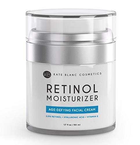 Product Cover Retinol Cream Moisturizer for Face, Eye Area & Oily Skin (1.7oz) by Kate Blanc. Includes 2.5% Active Retinol, Hyaluronic Acid, Vitamin E, B5. Anti-aging, Reduce Fine Lines, Wrinkles, Dark, Sun Spots