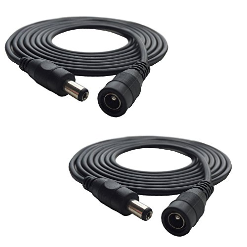 Product Cover Eleidgs 2PCS 2 Meter 2.1mm x 5.5mm DC 12V Adapter Cable DC Plug Extension Cable Male to Female Black, For LED, CCTV, Car, Monitors, and more (6.6ft)