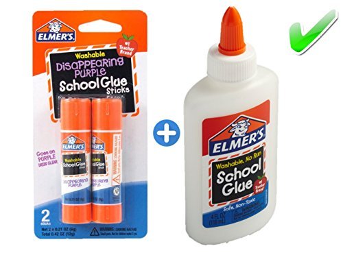 Product Cover Elmer's bundle Washable Liquid School Glue, White, Dries Clear, 4 fl oz Plus Disappearing Purple Elmer's School Glue Stick, 6g, 2pk