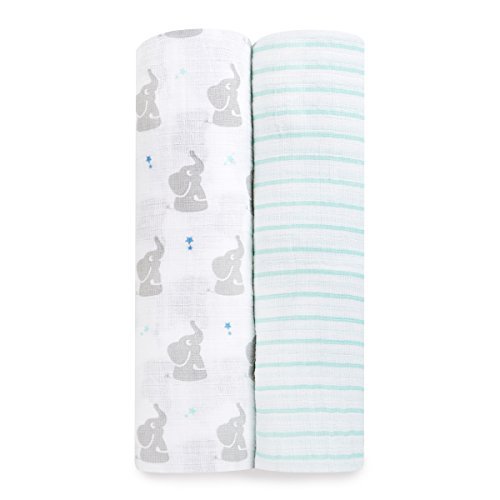 Product Cover aden by aden + anais Swaddle Blanket | Muslin Blankets for Girls & Boys | Baby Receiving Swaddles | Ideal Newborn Gifts, Unisex Infant Shower Items, Toddler Gift, Wearable Swaddling Set, Elephant