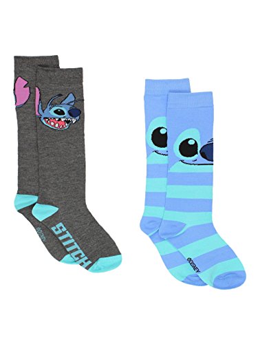 Product Cover Lilo & Stitch 2 pack Knee High Socks (9-11 (Shoe: 4-10), Stitch Blue/Grey)