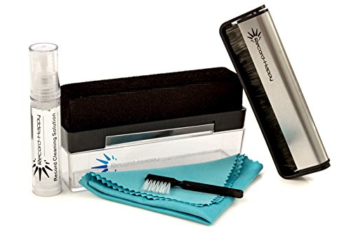Product Cover Vinyl Record Cleaning Brush Kit - 2 Premium Brushes (Velvet and Carbon Fiber) Bonus Cleaning Solution Anti-Static Microfiber Cloth and Stylus Cleaner. Our Best LP Care Set for Your Album Collection