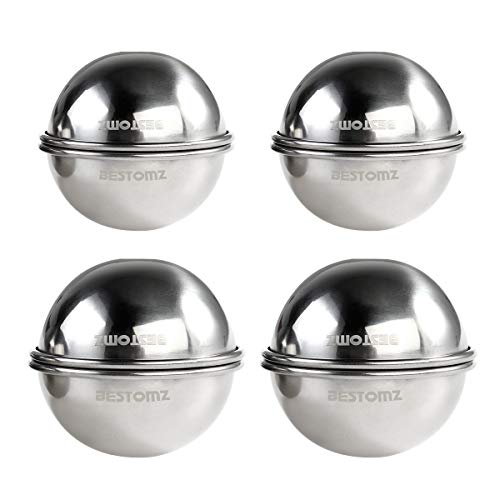 Product Cover BESTOMZ Bath Bomb Molds Stainless Steel for DIY Bath Fizzies - 4 Molds Sets 2 Size Diameter 2.6'' and 2.8'' Bath Bomb Set