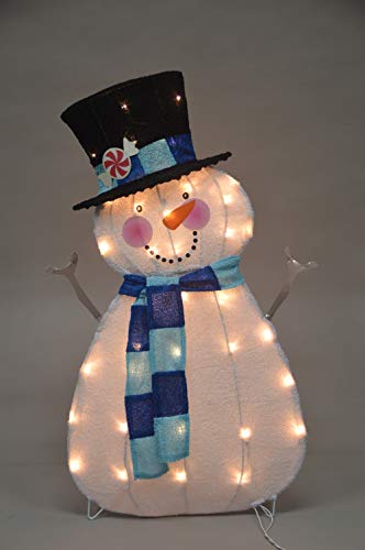 Product Cover ProductWorks 32-Inch Pre-Lit Victoria Hutto Snowman Christmas Yard Decoration, 35 Lights