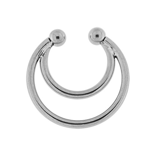 Product Cover 16 Gauge - 10MM Length Surgical Steel Spring Top Circular Fake Septum Nose Ring Piercing